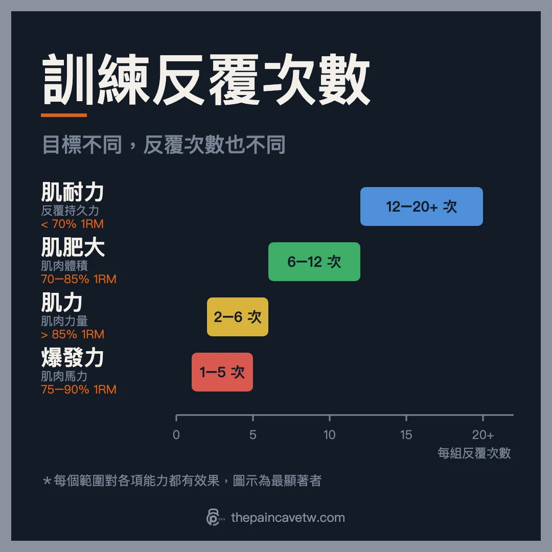 訓練反覆次數怎麼選?肌力、肌肥大、爆發力、肌耐力